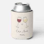 Rode witte wijnglas juicht bruiloft Verloving Blikjeskoeler (Blikje Achterkant)