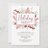 Rode Witte Winter Botanische Vakantie Feest Kaart (Voorkant)