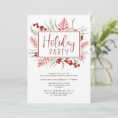 Rode Witte Winter Botanische Vakantie Feest Kaart (Staand voorkant)
