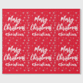 Rode Witte Winter Sneeuwvlok Patroon Vrolijk Kerst Cadeaupapier (Vlak)