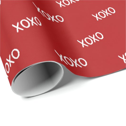 Rode Witte XOXO Bruidsfeest Cadeaupapier (Rol Hoek)