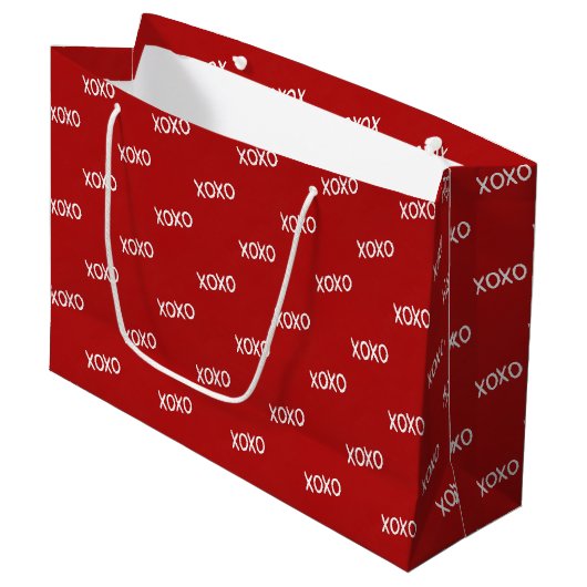 Rode Witte XOXO Bruiloftsfeest Groot Cadeauzakje (Voorkant Gekanteld)