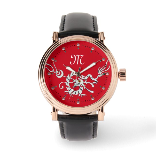 RODE WITTE ZEE DRAGON MONOGRAM HORLOGE (Voorkant)