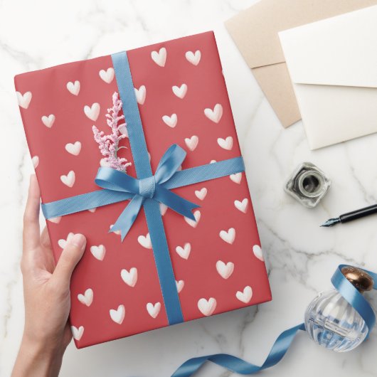 Rode Witte Zoete Harten Valentijnsdag Cadeaupapier (Geschenken)