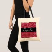 Rode witte zwarte bruiloft Damask Bridesmaid Bag Tote Bag (Voorkant (product))
