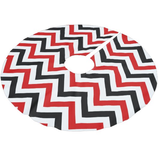 Rode, witte, zwarte Chevron ZigZag Pattern Kerstboom Rok (Gekanteld)