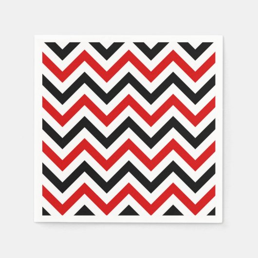Rode, witte, zwarte Chevron ZigZag Pattern Servetten (Voorkant)