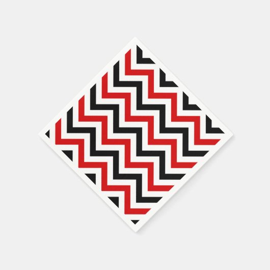 Rode, witte, zwarte Chevron ZigZag Pattern Servetten (Hoek)