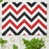 Rode, witte, zwarte Chevron ZigZag Pattern Theedoek (Gevouwen)