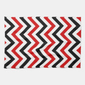 Rode, witte, zwarte Chevron ZigZag Pattern Theedoek (Horizontaal)
