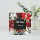 Rode witte zwarte glitterboogdiamant elegante chic kaart (Staand voorkant)