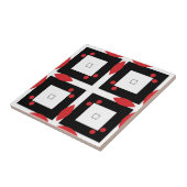 Rode witte zwarte Stippen en vierkantjes Geometris Tegeltje (Zijkant)