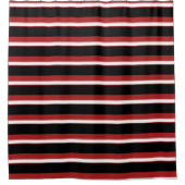 Rode witte zwarte strepen Chic Stripe Douchegordijn (Voorkant)
