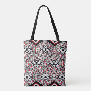 Rode, Witte & Zwarte Tribale Tapijt Tas