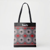 Rode, Witte & Zwarte Tribale Tapijt Tote Bag (Voorkant)