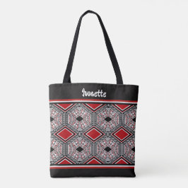 Rode, Witte & Zwarte Tribale Tapijt Tote Bag