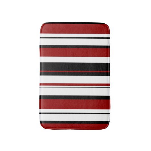 Rode witte zwarte verticale strepen badmat (Voorkant Verticaal)