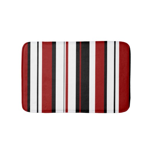 Rode witte zwarte verticale strepen badmat (Voorkant)