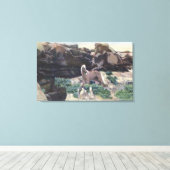 Rode woestijn, WY - Wild Palomino Stallion gevange Canvas Afdruk (Insitu (Houten vloer))