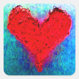 Rode wol garen liefde hart breien sticker