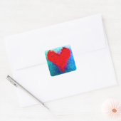 Rode wol garen liefde hart breien sticker (Envelop)
