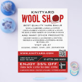 Rode wol Winkel, Knitting Store, Garnenwinkel Flyer (Enkel)