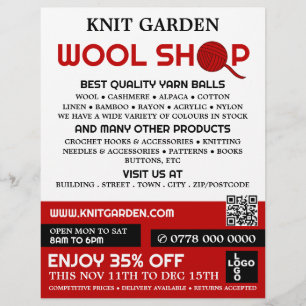 Rode wol Winkel, Knitting Store, Garnenwinkel Flyer