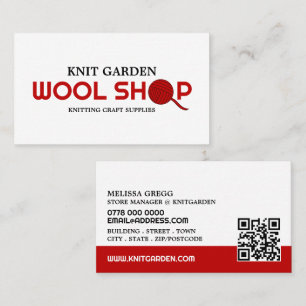 Rode wol Winkel, Knitting Store, Garnenwinkel Visitekaartje