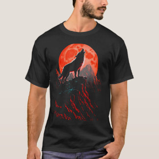 Rode Wolf Huilt Bij De Maan Bos Wilde Dieren L T-shirt