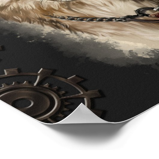 Rode wolf in een steampunk-pet poster (Hoek)