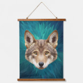 Rode Wolf Low-Poly Moderne Abstracte Kunst Dier Hangend Wandkleed (Voorkant)
