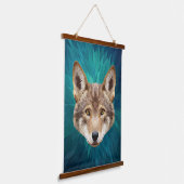 Rode Wolf Low-Poly Moderne Abstracte Kunst Dier Hangend Wandkleed (Gebogen)