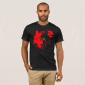Rode wolf op zwart T-shirt (Voorkant volledig)