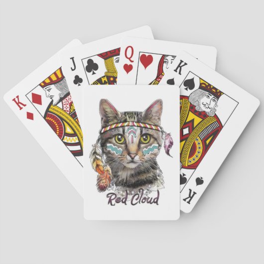 Rode wolk schattige kat pokerkaarten (Achterkant)