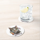 Rode wolk schattige kat ronde kartonnen onderzetter (Insitu)