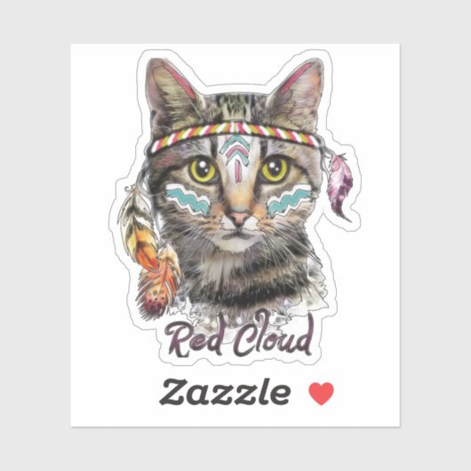 Rode wolk schattige kat sticker (Vel)