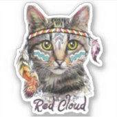Rode wolk schattige kat sticker (Voorkant)