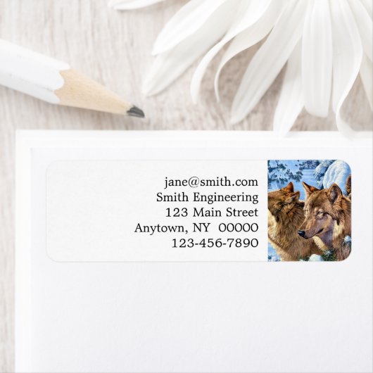 Rode wolven schilderen etiket (Insitu)