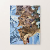 Rode wolven schilderen legpuzzel (Verticaal)