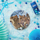 Rode wolven schilderen papieren bordje (Feest)