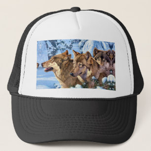 Rode wolven schilderen trucker pet