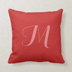 Rode Worpkussen Effen Kleur Monogram Personaliseer Kussen