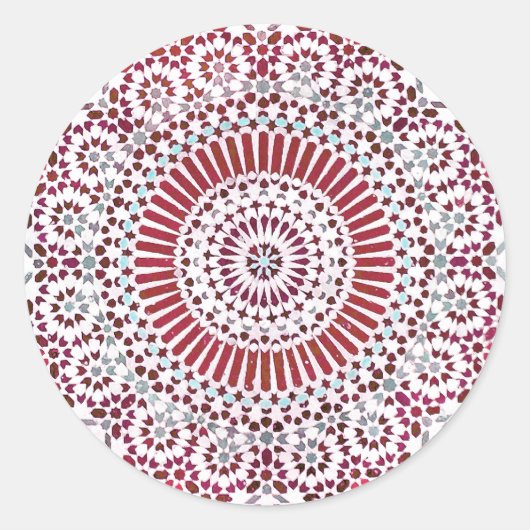 Rode wortel chakra cirkel mozaïek ronde sticker (Voorkant)