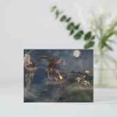 Rode Wyvren draak VS Ridder Briefkaart (Staand voorkant)