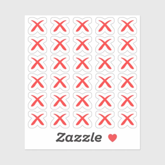 Rode X Mark Cross to Do Lijst Geannuleerde Icon Pl Sticker (Vel)