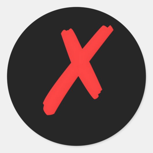 Rode X'd doorkruist met grote rode X Ronde Sticker (Voorkant)