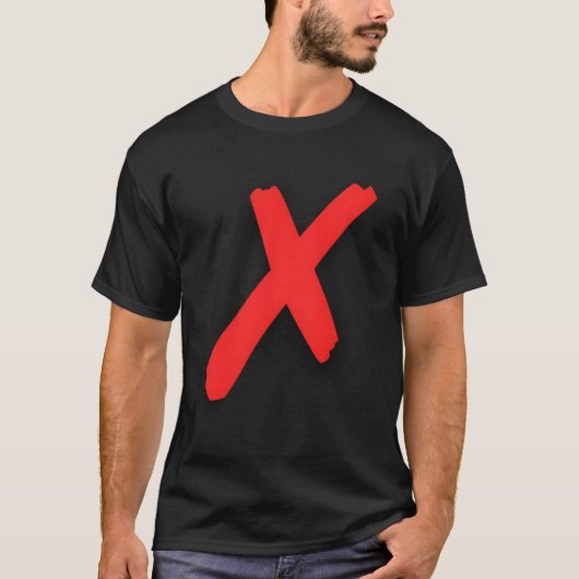 Rode X'd doorkruist met grote rode X T-shirt (Voorkant)