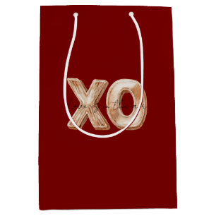 Rode XO namaak hout Liefde in de lucht Medium Cadeauzakje
