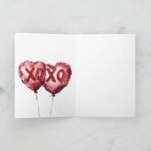 Rode XOXO Hart Ballonnen Kaart (Binnen)