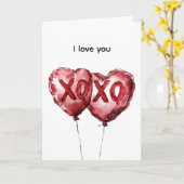 Rode XOXO Hart Ballonnen Kaart (Gele Bloem)